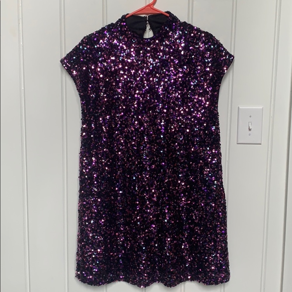 Zara Sequin Mock Neck Dress